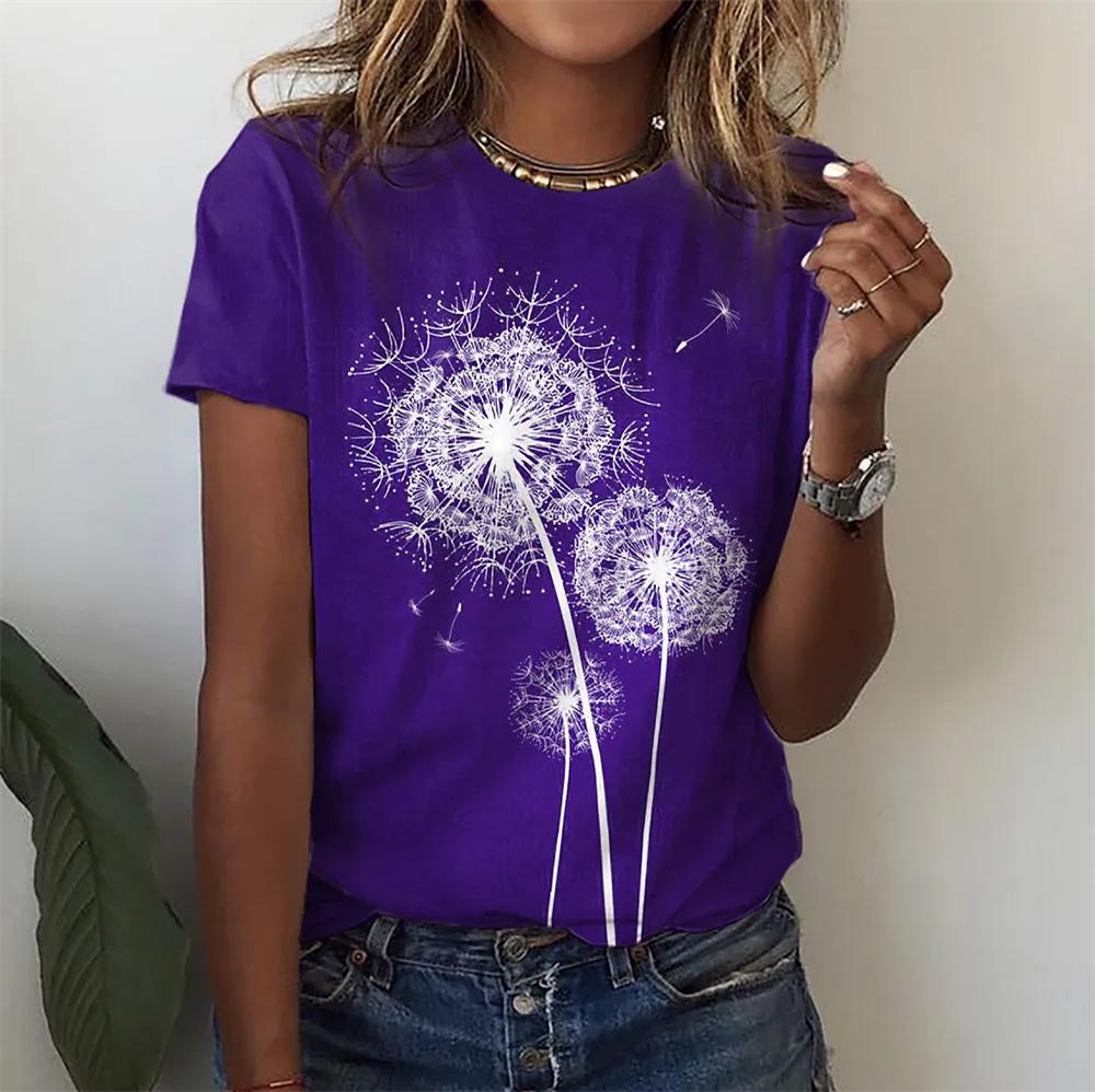 3D Flower Printing T-shirt For Women's Summer Tops Tees Fashion Casual Female T Shirt Oversized Y2k Woman Gilrs Clothing