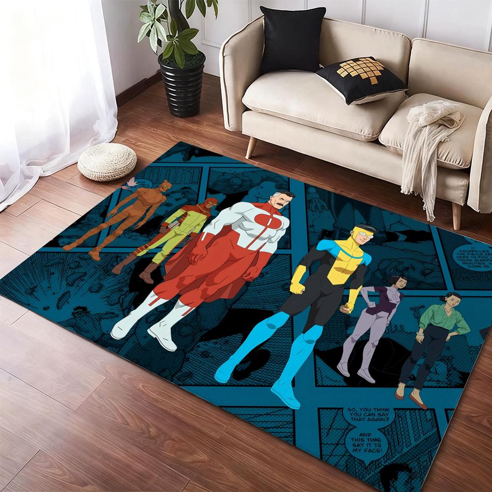 Anime L-Invincible Floor Mat Flannel Rugs Cozy Plush Thickened Soft Warm Winter Floor Mat Non Slip Living Room Home Indoor Use