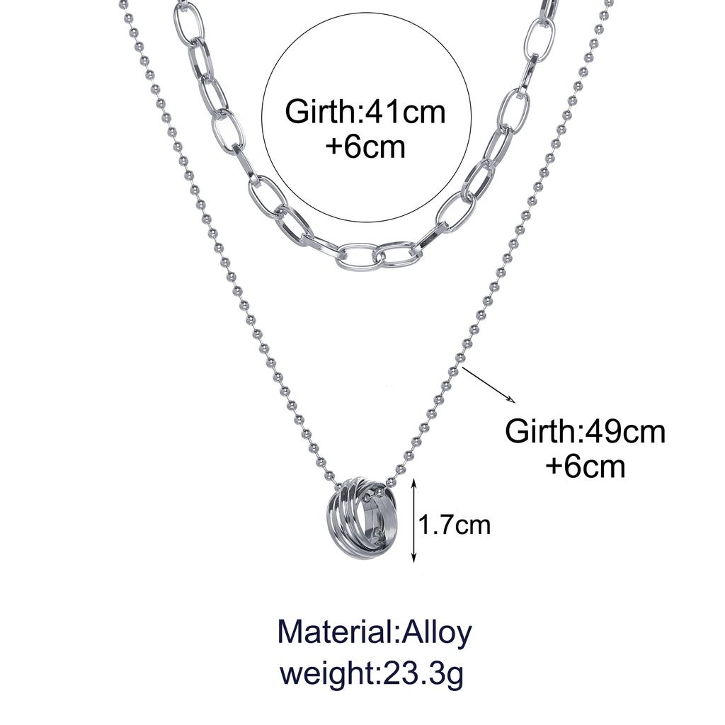 17KM Hiphop/Punk Silber Farbe Kreis Anhänger Halskette für Frauen Mode Mehrschichtige Perlen Kette Choker Halsketten 2021 Schmuck