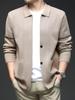 Men's Spring/Autumn Knit Cardigan, High-End Single-Breasted, Two-Button Lapel Sweater Coat