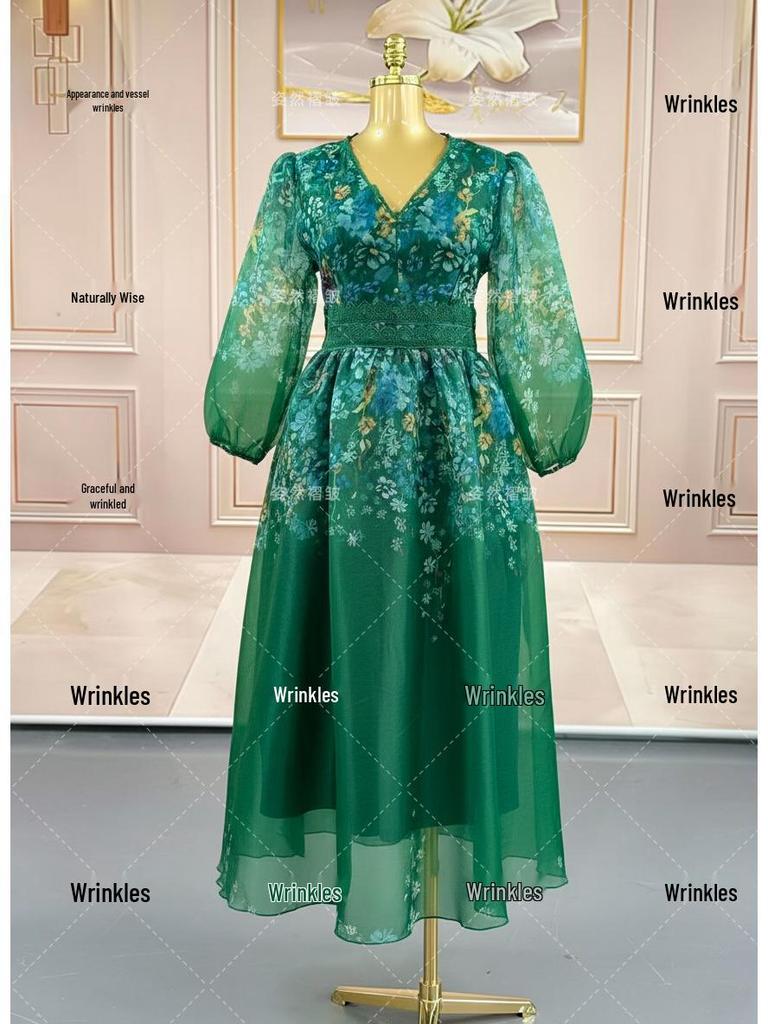Damen Frühlingskleid mit Aufdruck in Übergröße: Schlankmachendes, Bauchbedeckendes, Elegantes Partykleid für Mütter