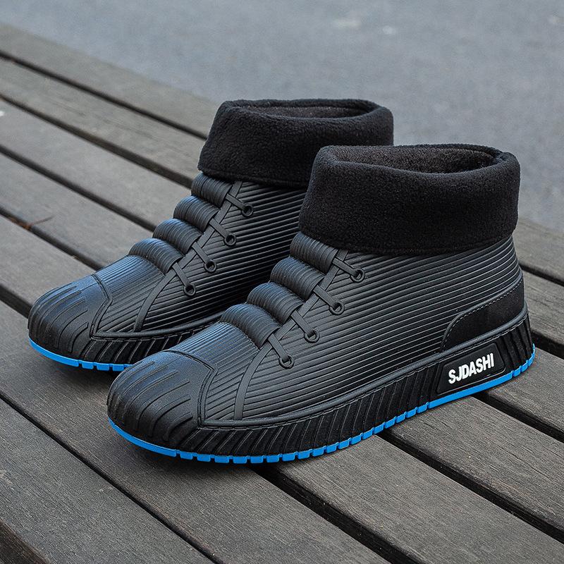 Rain Boots For Men Women Summer Casual Mid-Calf Waterproof Shoes Winter Lining With Fleece Warm Anti-Slip Wear-Resistant Outdoor