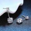 Elegant Sterling Silver S925 Diamond Stud Earrings with One Carat Zirconia Tassel and Four-Prong Design.