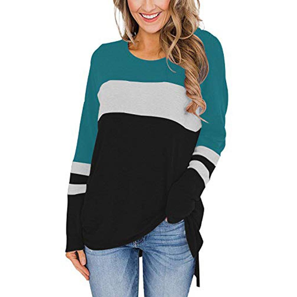 Fashion Women's Patchwork Round Neck Long Sleeve Loose And Comfortable Top