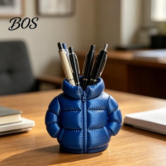 Marker Holder Down Jacket Pen Holder, 3D Printed Funny Puffer Pencil Cup, Office Cup Small Desk Organizer Storage Box for Home Desktop Decor Unique