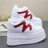 Fashion 12CM Air Mesh Microfiber Leather Autumn Vulcanize Fashion Women Chunky Sneakers Mixed Color Platform Wedge Causal Shoes