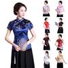 Cămașă Cheongsam pentru femei, în stil chinezesc, imprimeu cu prune, vară, toamnă, catarame rafinate, top cheongsam cu guler pentru nuntă