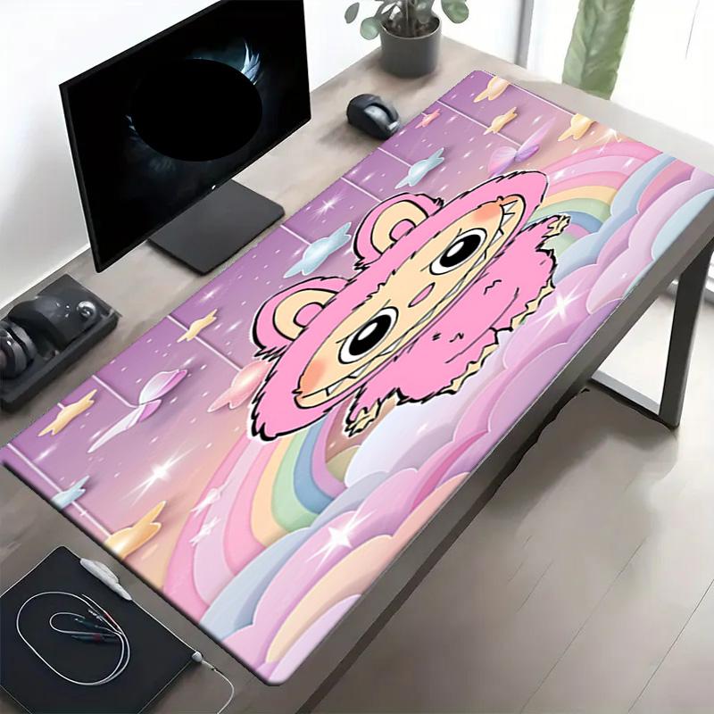 Labubu Print Mouse Pad, Anti‑Slip Desktop keyboard Mat, for PC Laptop Gaming Working Daily Use, Cool Festival Surprise Gift