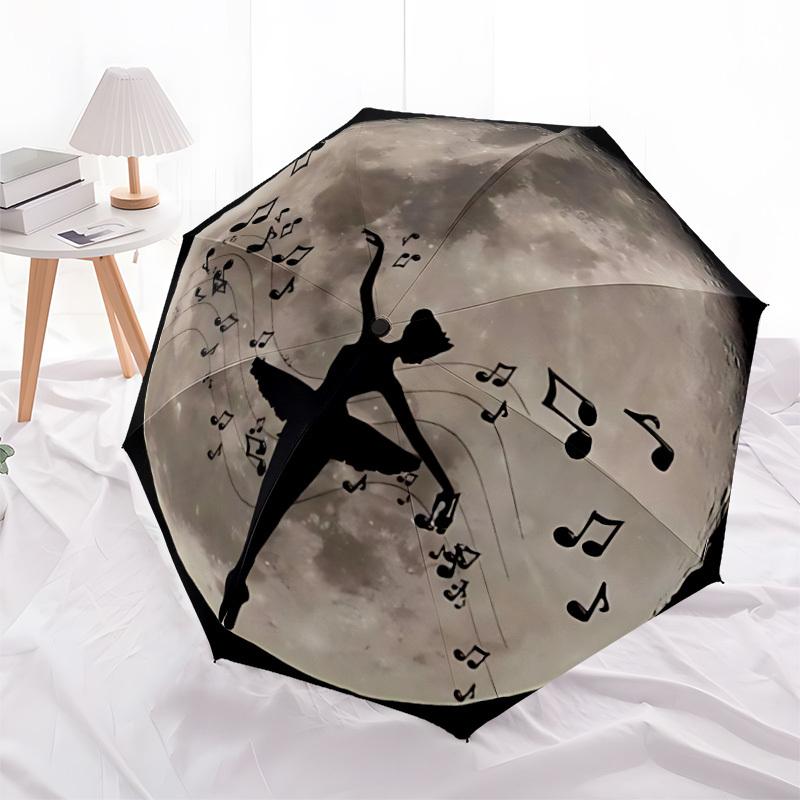 1pc Dance Moon Automatic Open/Close Umbrella - Compact Travel Umbrella with 8-Rib Durable Frame, Lightweight & Portable Design Z20