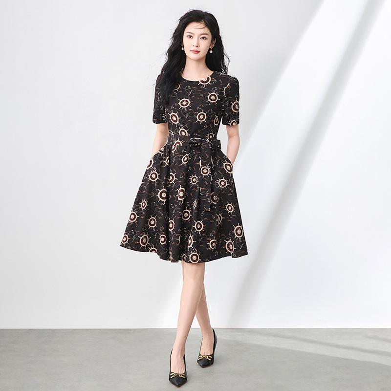 

Compass Print Chiffon Swing Dress - Women s Summer Style Extra Large чёрный