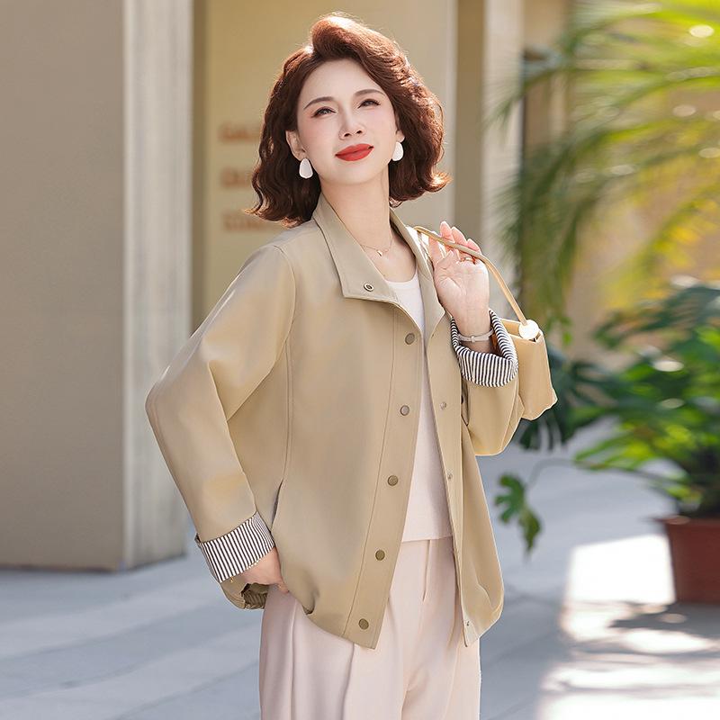 

Mom s Stylish Short Lapel Jacket - 2026 Spring & Autumn Plus Size for Middle-Aged and Elderly Women 4XL (135-145 jin)