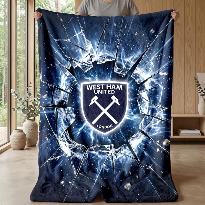 West Ham United Fußball-Print Flanelldecke, Weiche Warme Leichte Überwurfdecke für Sofa Bett Camping