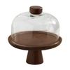 Retro Acacia Wood Tall Cake Tray with Glass Cover Wedding Dessert Table Display Rack Exquisite Afternoon Tea Dessert Tray
