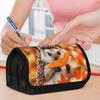Two-Tiered Pencil Holder, Colorful Printed Pencil Bag Featuring Autumn Leaf Hedgehog Motif, Stylish Storage Solution, Handy Pencil Case with Zip Closu