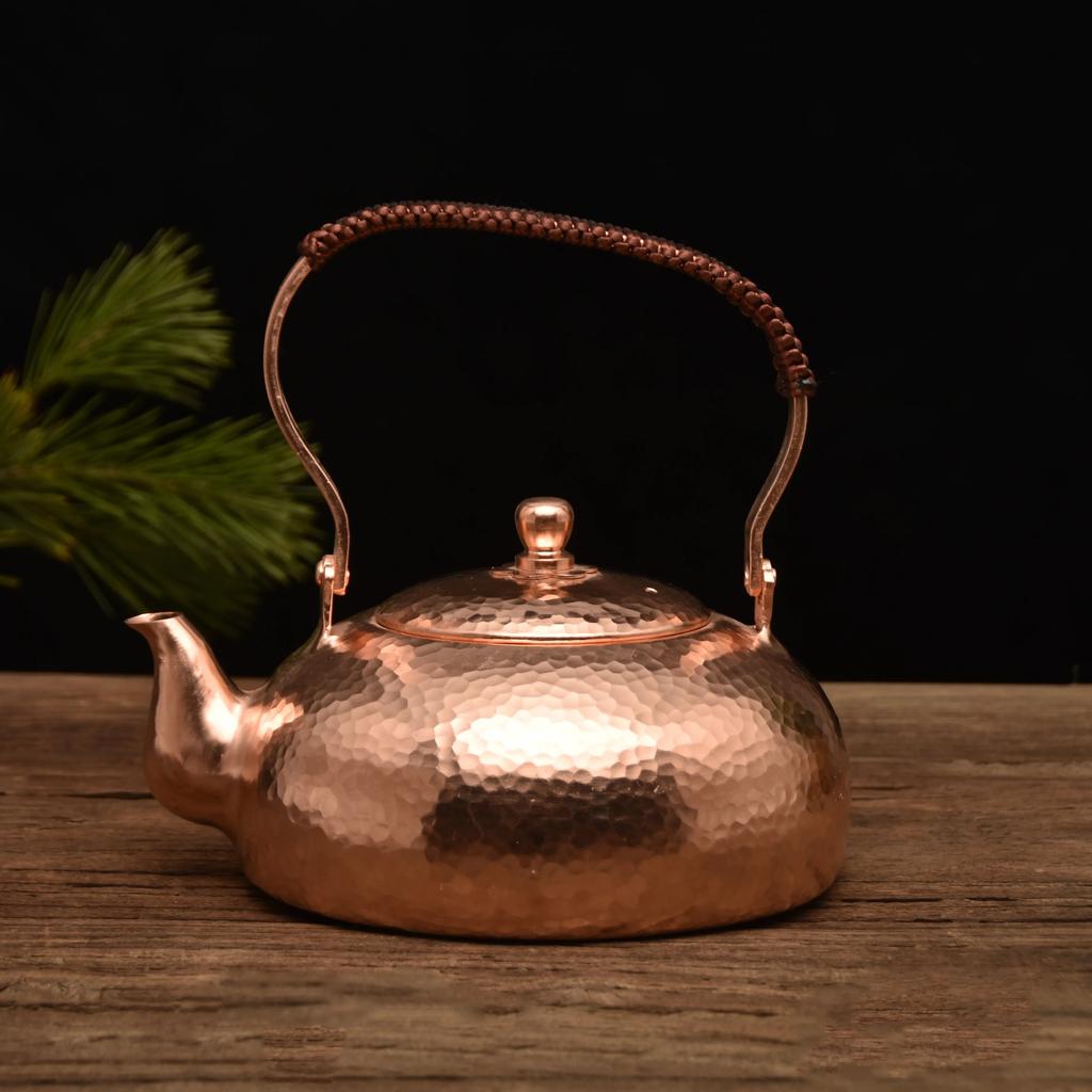 Large Capacity Kettle Pure Copper Hot Water Kettle Handmade Brass Kettlemetal Coffee Pots Warm Wine Jug Vintage Chines Tea Set