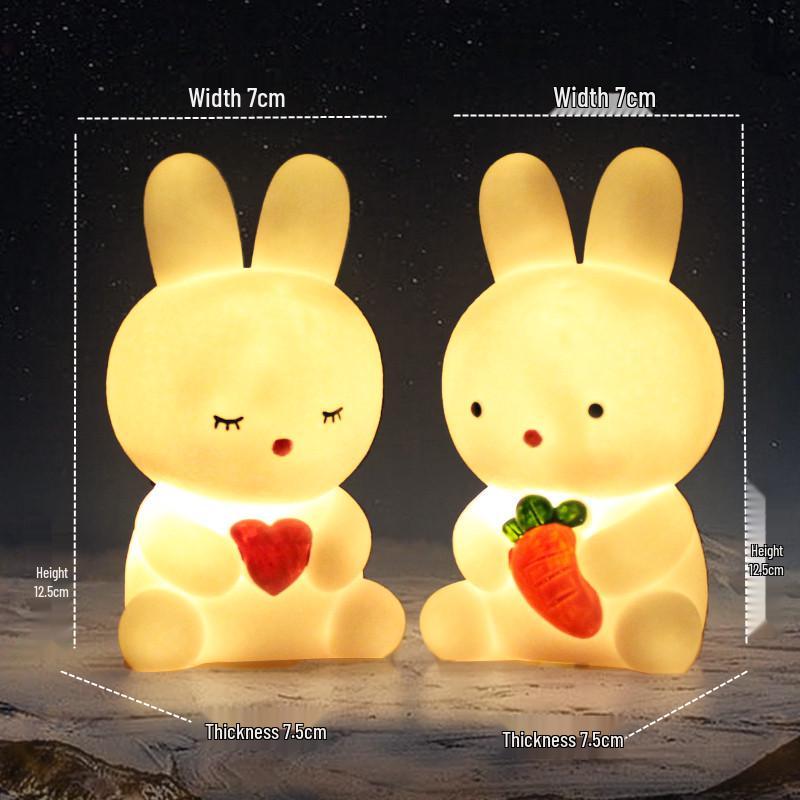 Cartoon Kaninchen Silikon Nachtlicht mit LED-Timer, Knopfzelle und dekorativem Geschenk.