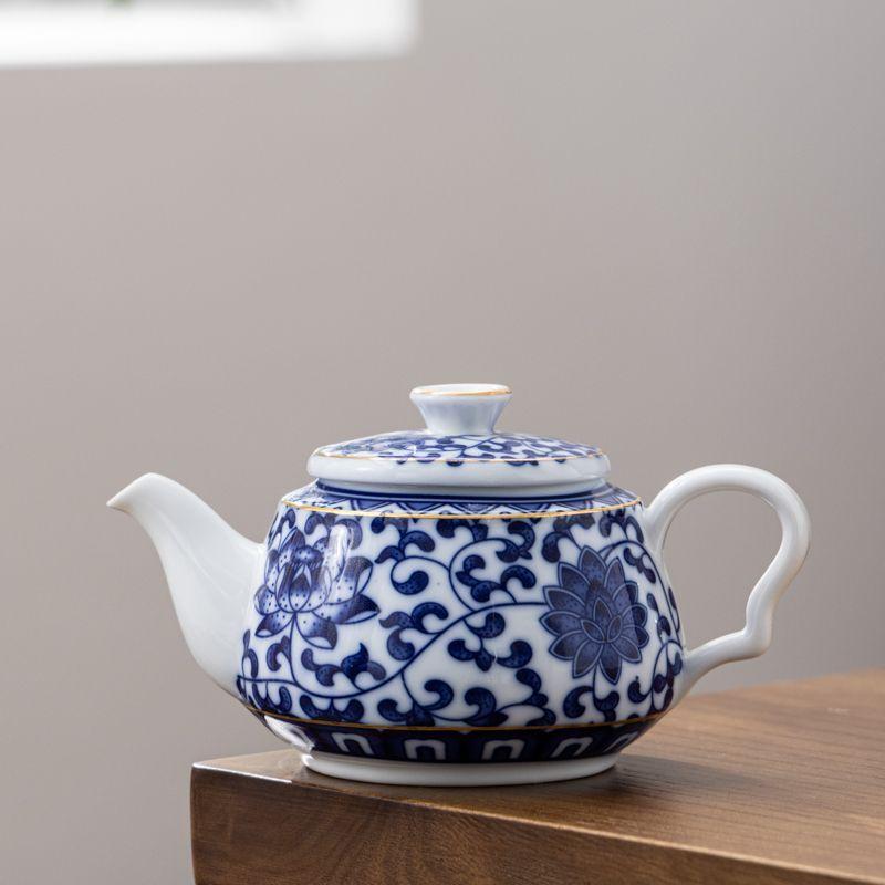 Jingdezhen-modro-bílá porcelánová konvice, čínská čajová souprava Kungfu, domácí keramická konvice na Puer, servisní konvice, roztomilé čajové nádobí