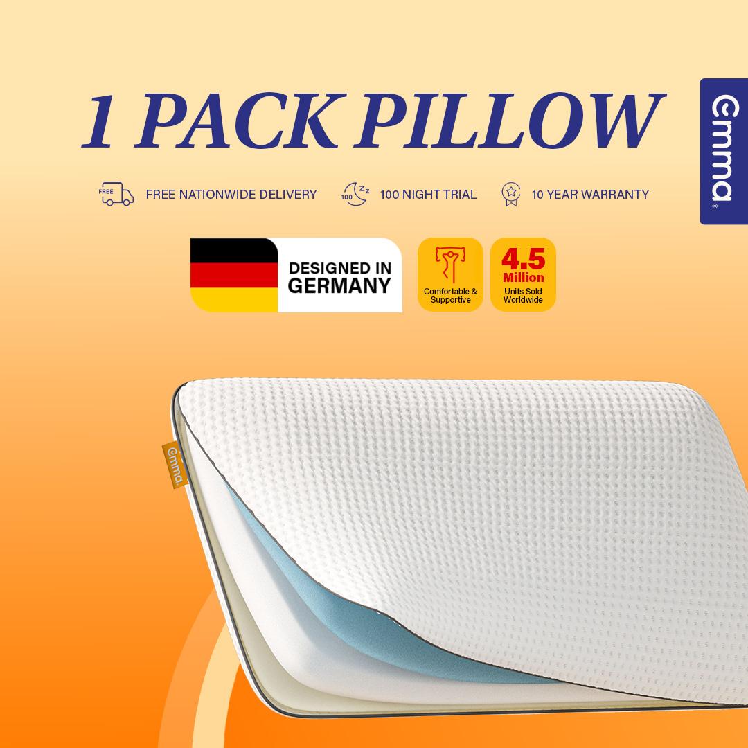 Emma Memory Foam Pillow | Ergonomic, Hypoallergenic, Washable | Emma Sleep 1 Foam Pillow