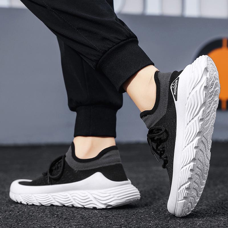 Men's Shoe Fly Woven Lightweight Comfortable Men's Safety Shoes Casual Breathable Sneakers Fashionable Lace Up Running Shoes