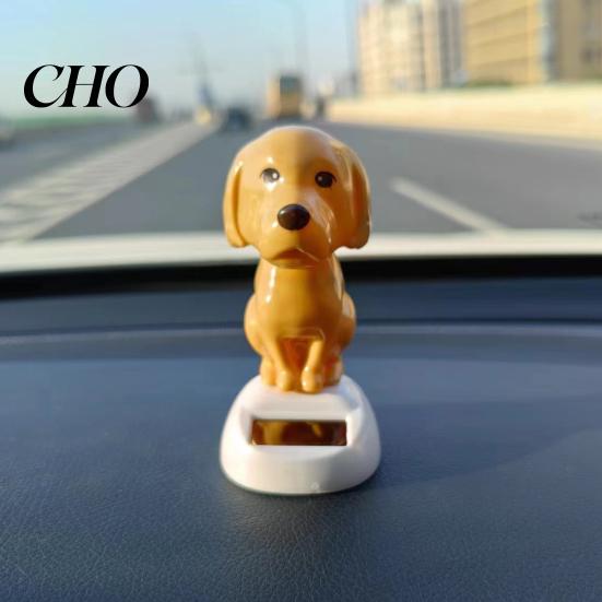 Unebene Straße Stabiles Dekor Solar Hund Auto Armaturenbrett Spielzeug, Gelber Welpe Nickfigur, Auto Schwingend Anti-Rutsch Zubehör Spielzeug für Schreibtisch, Strombetrieben