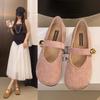 French Retro Shallow Mouth Single Shoes Women's Spring Gentle Fairy Wind Doudou Shoes Flat Mary Jane Women's Shoes
