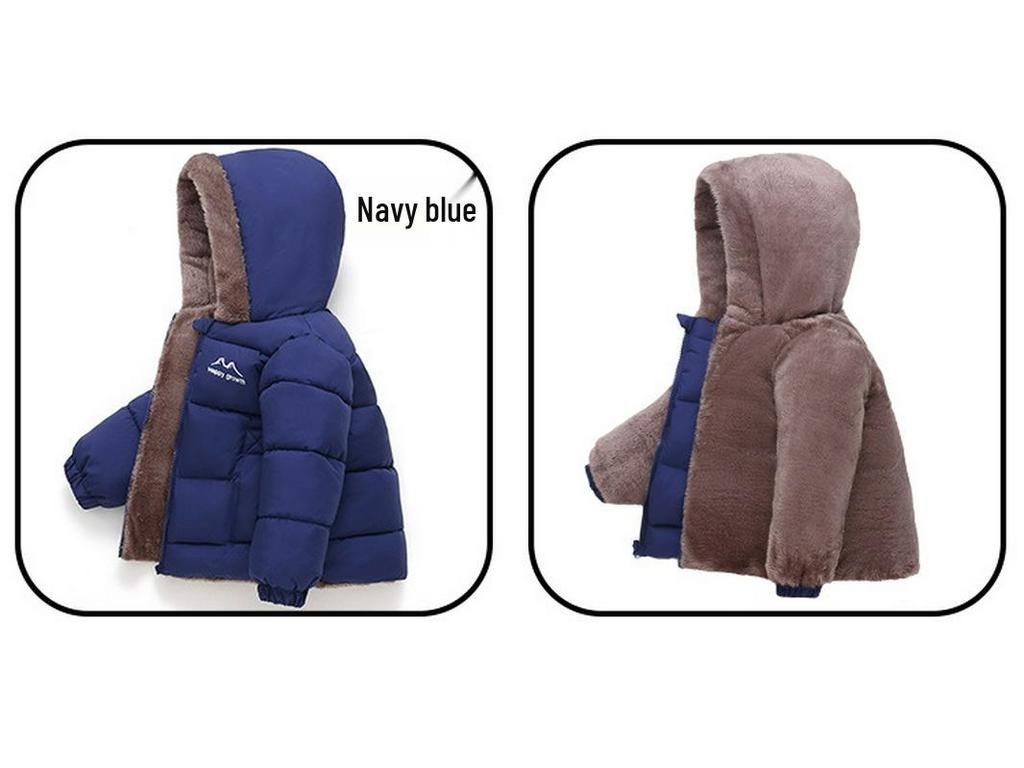 878 Kids' Double-Sided Fleece-Lined Cotton Winter Jacket - New Style for Boys and Girls