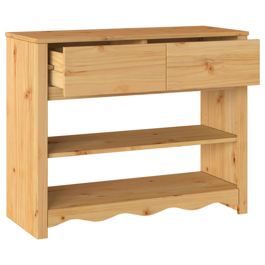 Drammen Console Table with Drawers Oak Finish 89.5 x 37 x 73 cm