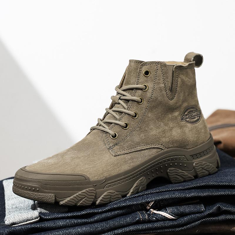 

Мужские ботинки из натуральной кожи, ботильоны, короткие ботинки 44 хаки