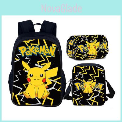 Ensemble de Sac à Dos Pikachu Pokemon pour Enfants en Tissu Oxford pour l'École et l'Usage Quotidien