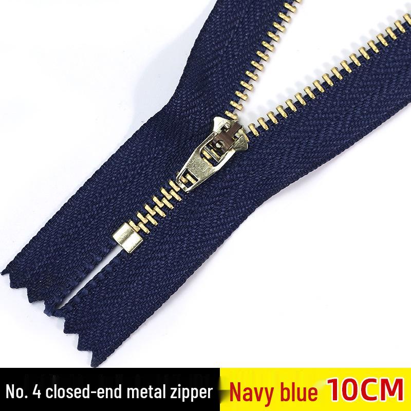 No. 4 Black Copper Zipper for Jeans, Pockets, and Bags - Self-Locking Metal Accessory