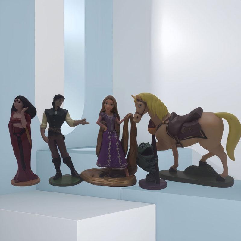 

5pcs/Lot Disney Rapunzel Princess Tangled Flynn Rider Horse Maximus King Frederic Pascal Magic Girl PVC Action Figure Model Doll