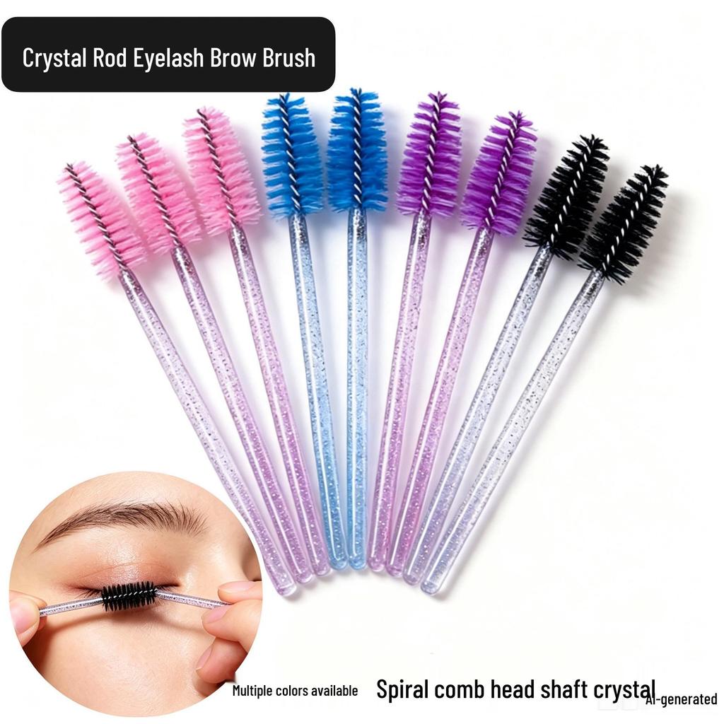 Crystal Rod Mascara & Spiral Eyebrow Brush - Eyelash Extension Cleaning Tool