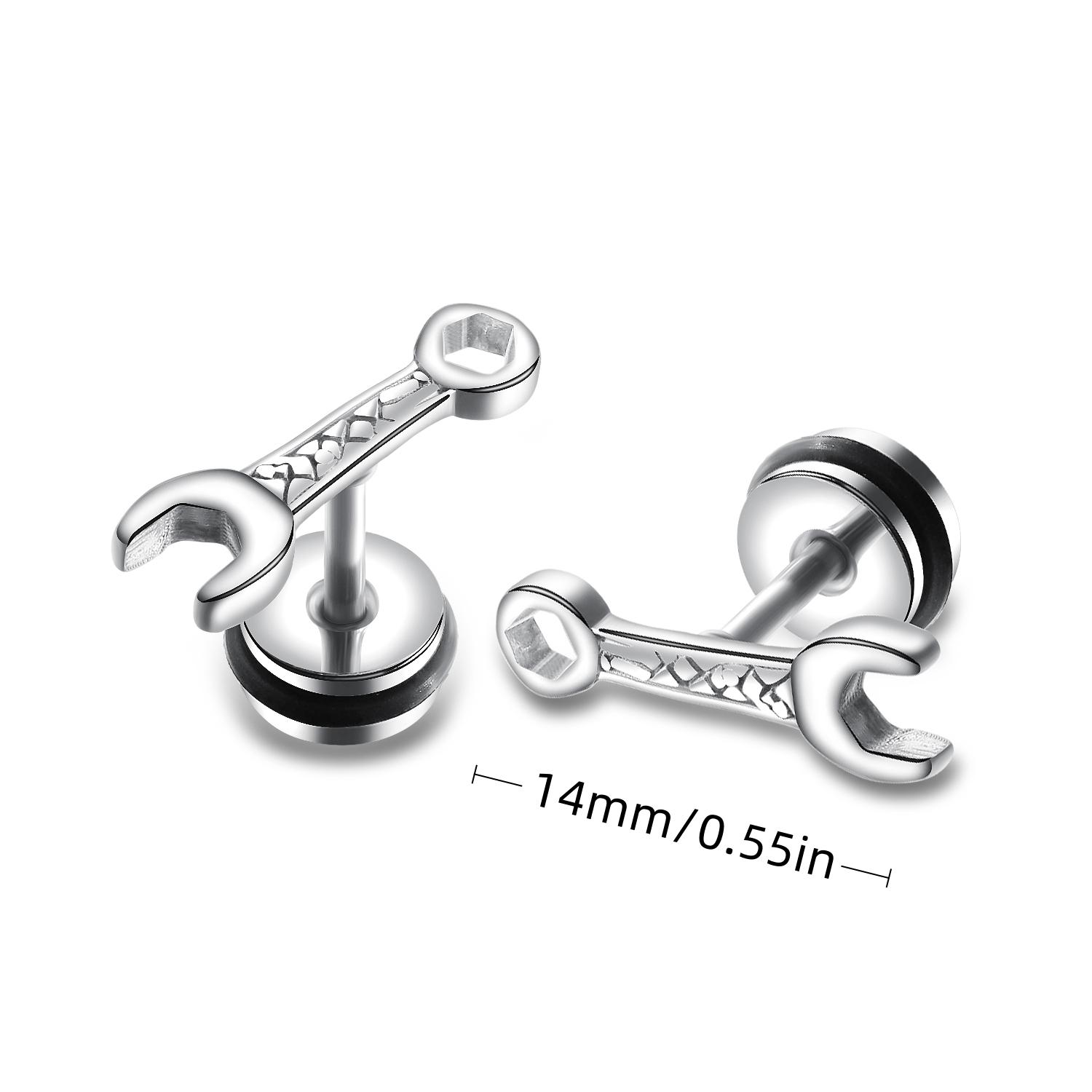 

1Pair Punk Lock Lightning Chain Feather Leaf Stainless Steel Male Woman s Piercing Hoop Earring for Man Jewelry New In Vintage