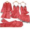 Silky Soft Spaghetti Strap Pajama Set - 5-Piece Women's Loungewear for Spring/Summer