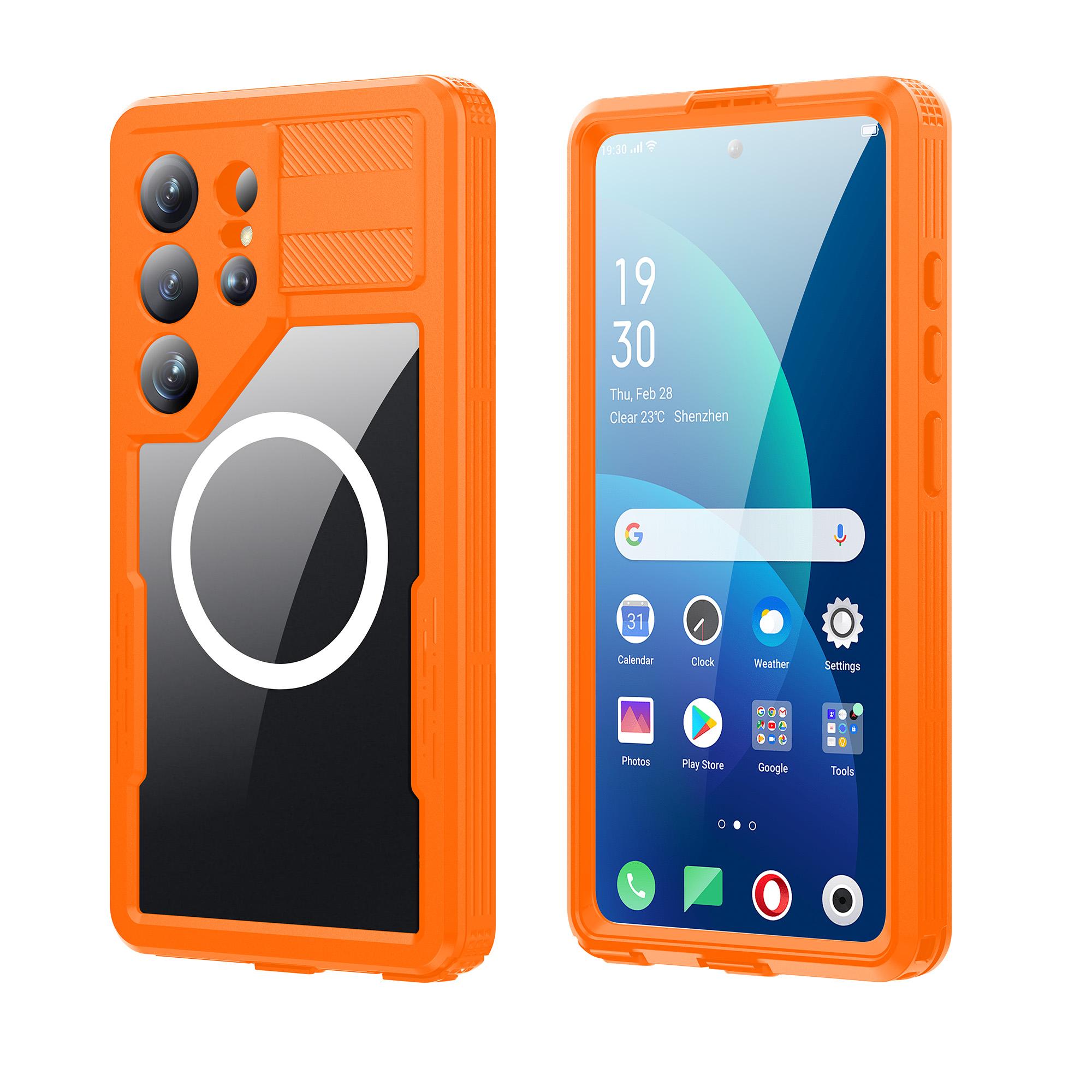 Mars IP68 Wasserdichte Hülle Für Samsung Galaxy S26 S25 S24 Ultra Plus Magnetisches Laden Tauchen Schwimmen Outdoor-Sport Klettern Abdeckung Pc + tpu&Case & Screen Protector&Galaxy S24 orange