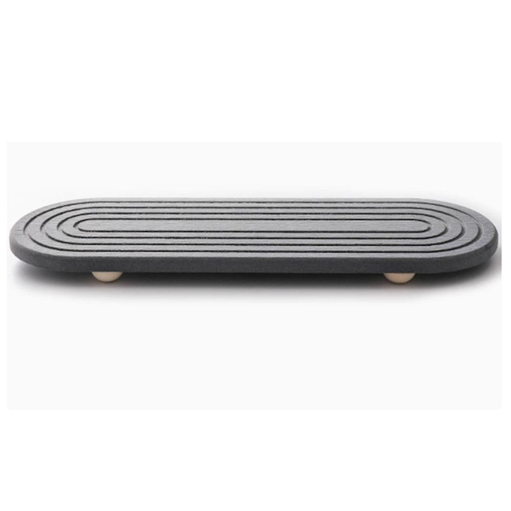 Dark Grey Diatomite Coaster Wooden Feet Absorbent Diatomite Sink Tray  Countertop Organizer