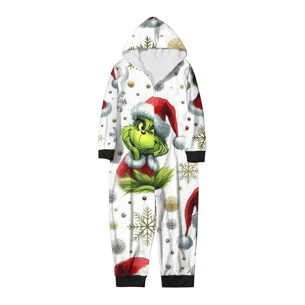 Genitore-Natale Stampato Genitore-Figlio Felpa con Cappuccio Zip Un Pezzo Abbigliamento da Casa