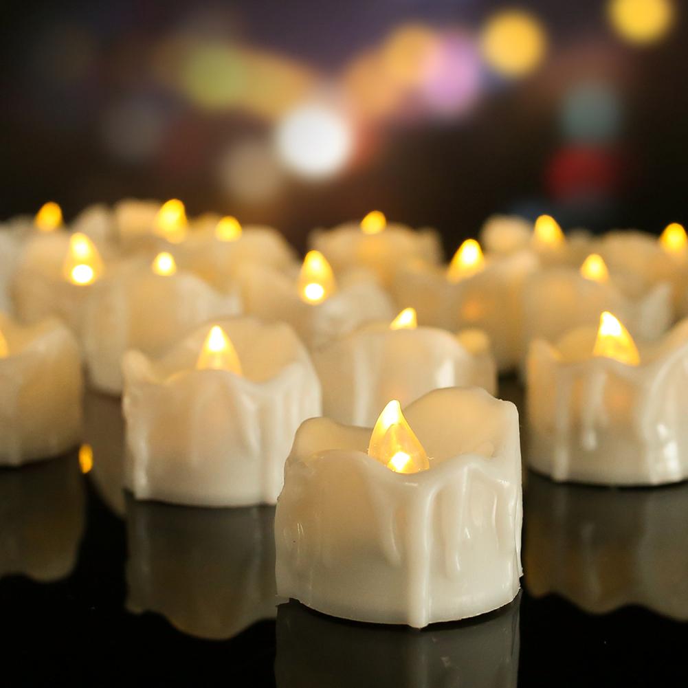 Drip Wax LED Tea Light Flameless Candles Lights with Remote or Auto Timer Realistic Bright Candles for Halloween Christmas Decor