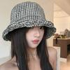 Retro plaid lace bucket hat women's spring summer travel versatile washbasin hat sunshade sunscreen hat