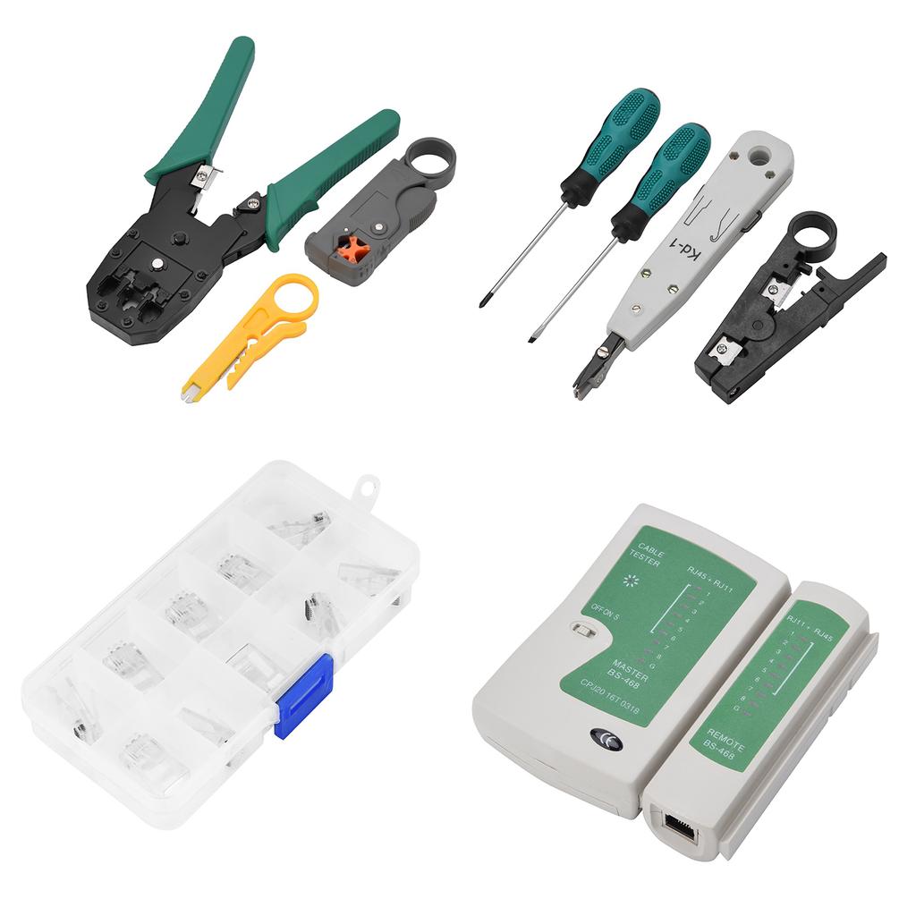 LAN Network Service Tool Kit Cable Tester Kit 11 piece Combination Kit for for RJ11 RJ45