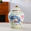 Vintage Ceramic Tea Canister Home Moisture-proof Storage for Candy Nuts and Coffee Beans Desktop Blue and White Porcelain Vase