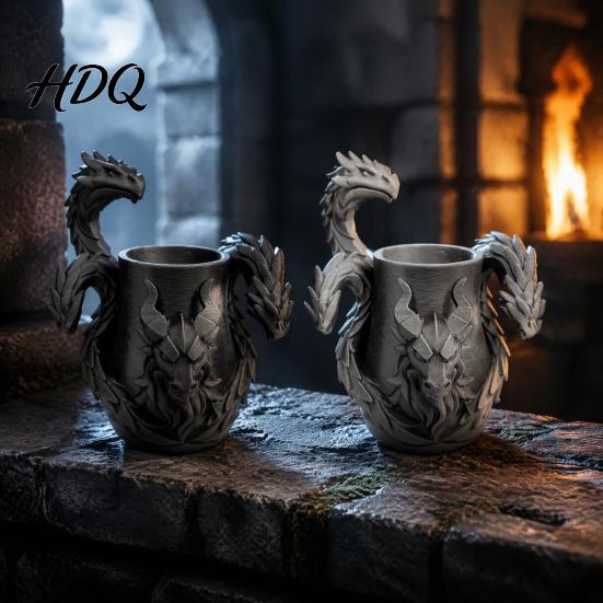Creative Birthday Gifts for Boys Three-Headed Dragon Pen Holder 3D Printed Fantasy Desk Organizer Unique E-sports Room Accessories Realistic