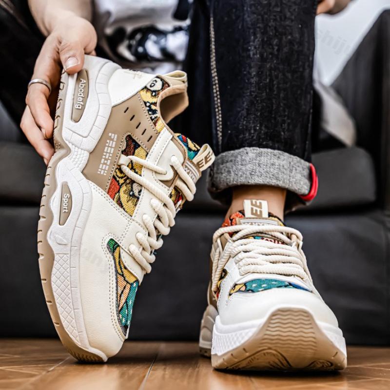 Fashion Platform Sneakers Spring Autumn Men's Height Increase Breathable Non Slip Running Shoes Comfortable Fashion Lace Up Casual Shoes