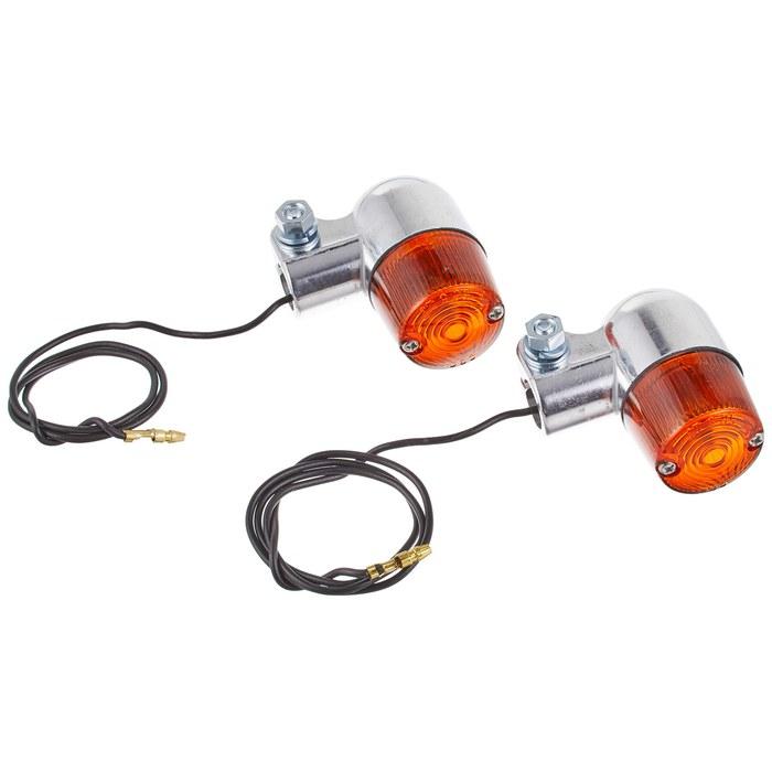 Kijima Small Turn Signal Lamp #680 35 x55mm Aluminum Die-Cast Universal Silver/Amber (2 pcs) 219-5076 Amber, Silver
