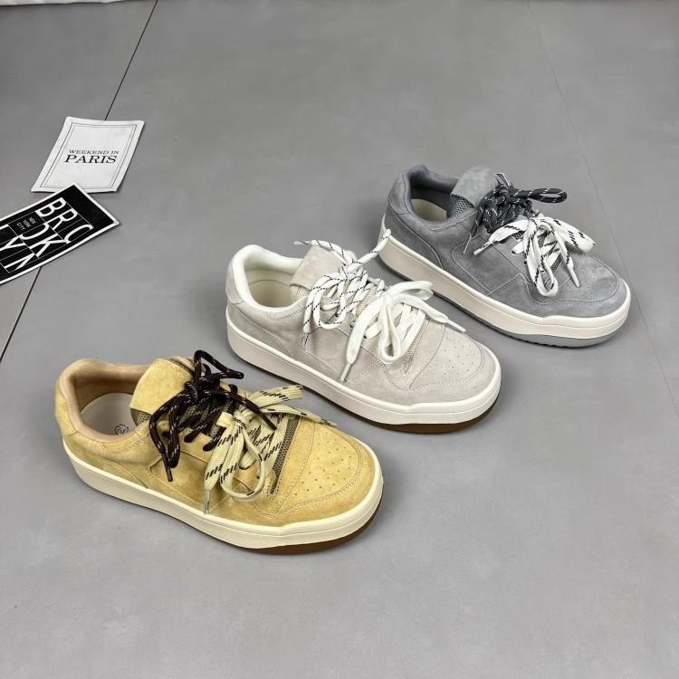 Leather wheat cake house thick baseplate shoes women's 2025 spring new double color ribbon niche moral training shoes versatile casual shoes tide