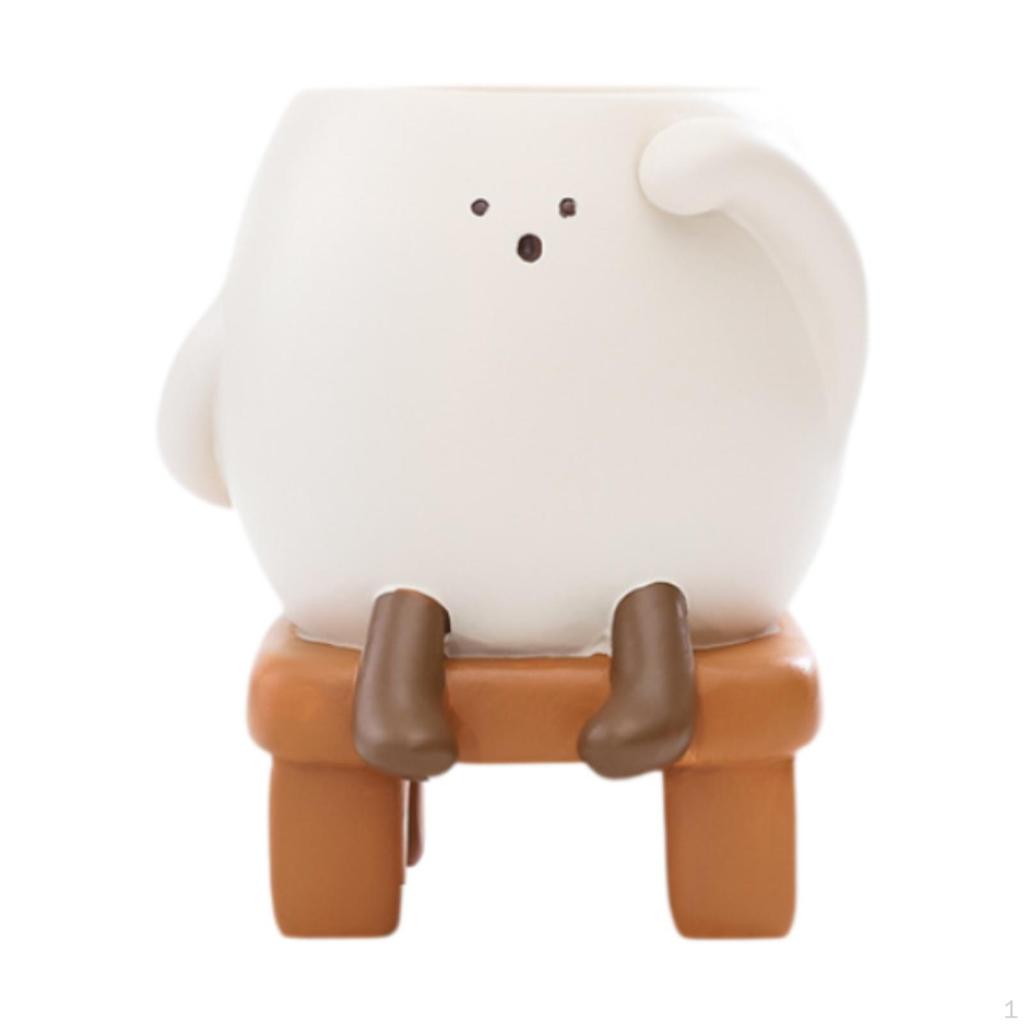 Cartoon Resin Flower Holder Ornament Collectible Pot Decorative Planter for Office Party Entryway