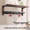 Handon Walnut Wood No-Drill Bathroom Towel Rack with Shelf