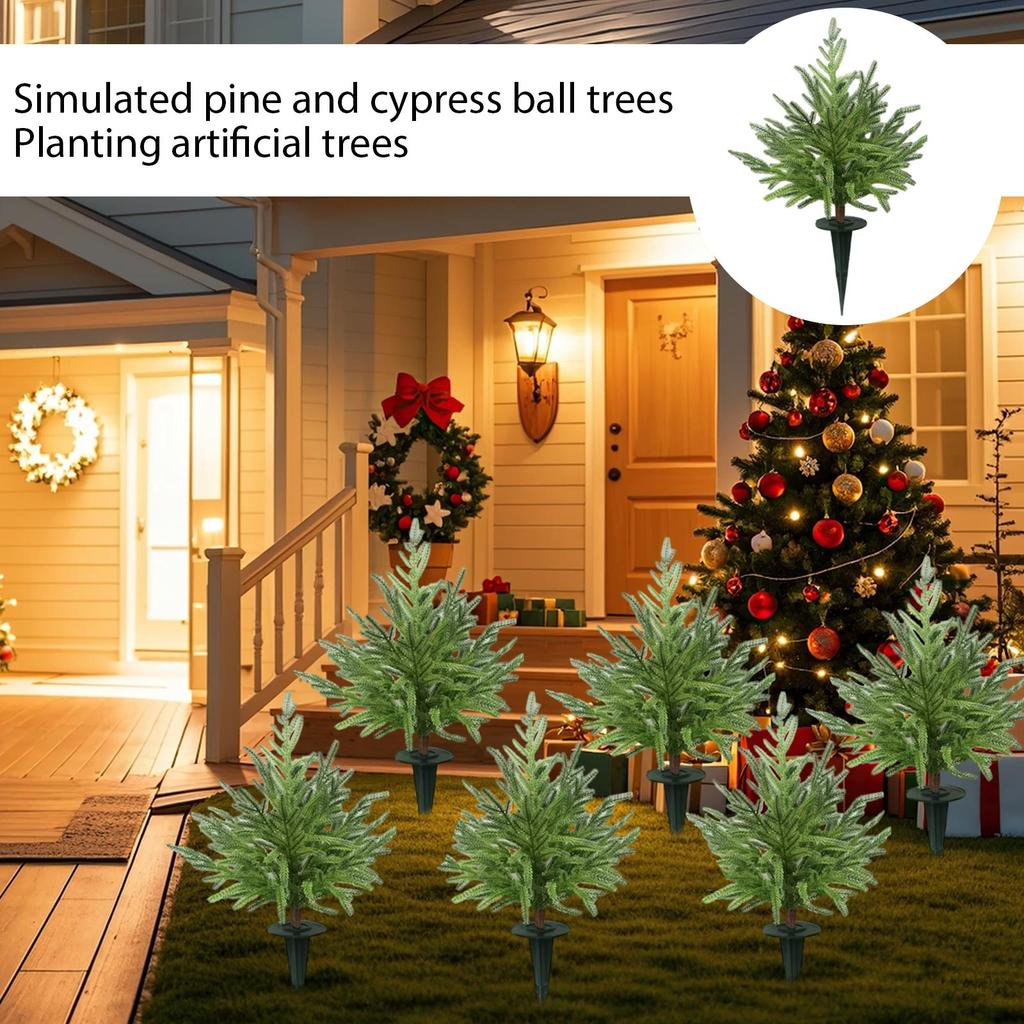 2pcs Artificial And Ball Tree Ground Insert Green Plant Fake Tree