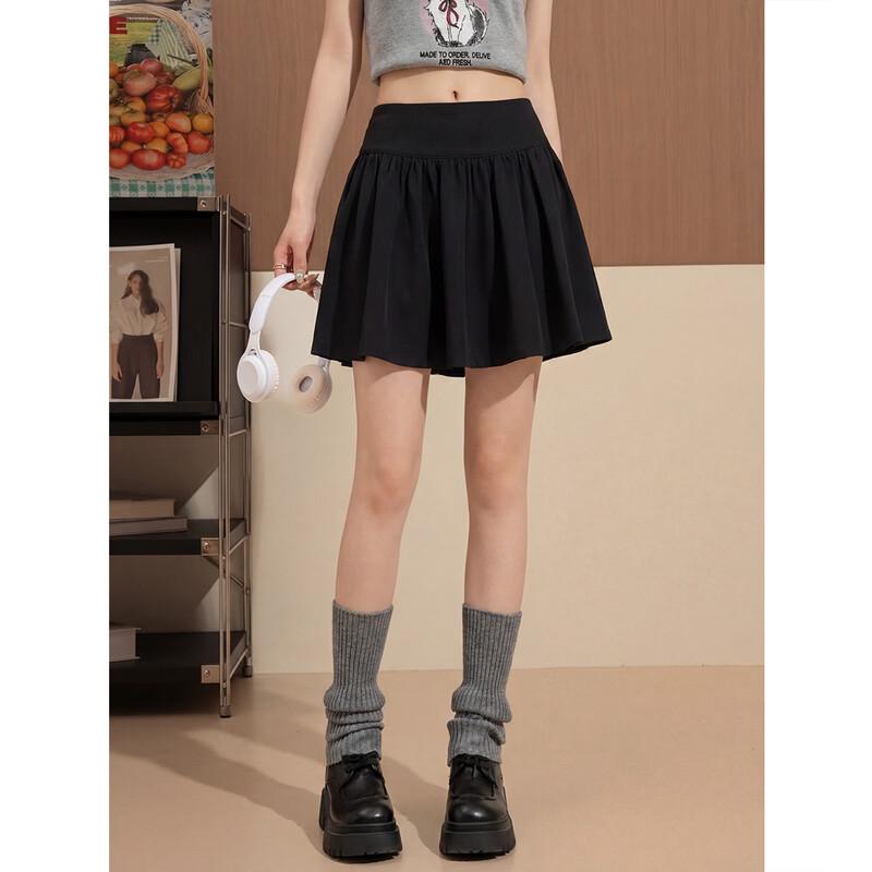 ET BOITE Women s High-Waist Pleated A-Line Mini Skirt L чёрный
