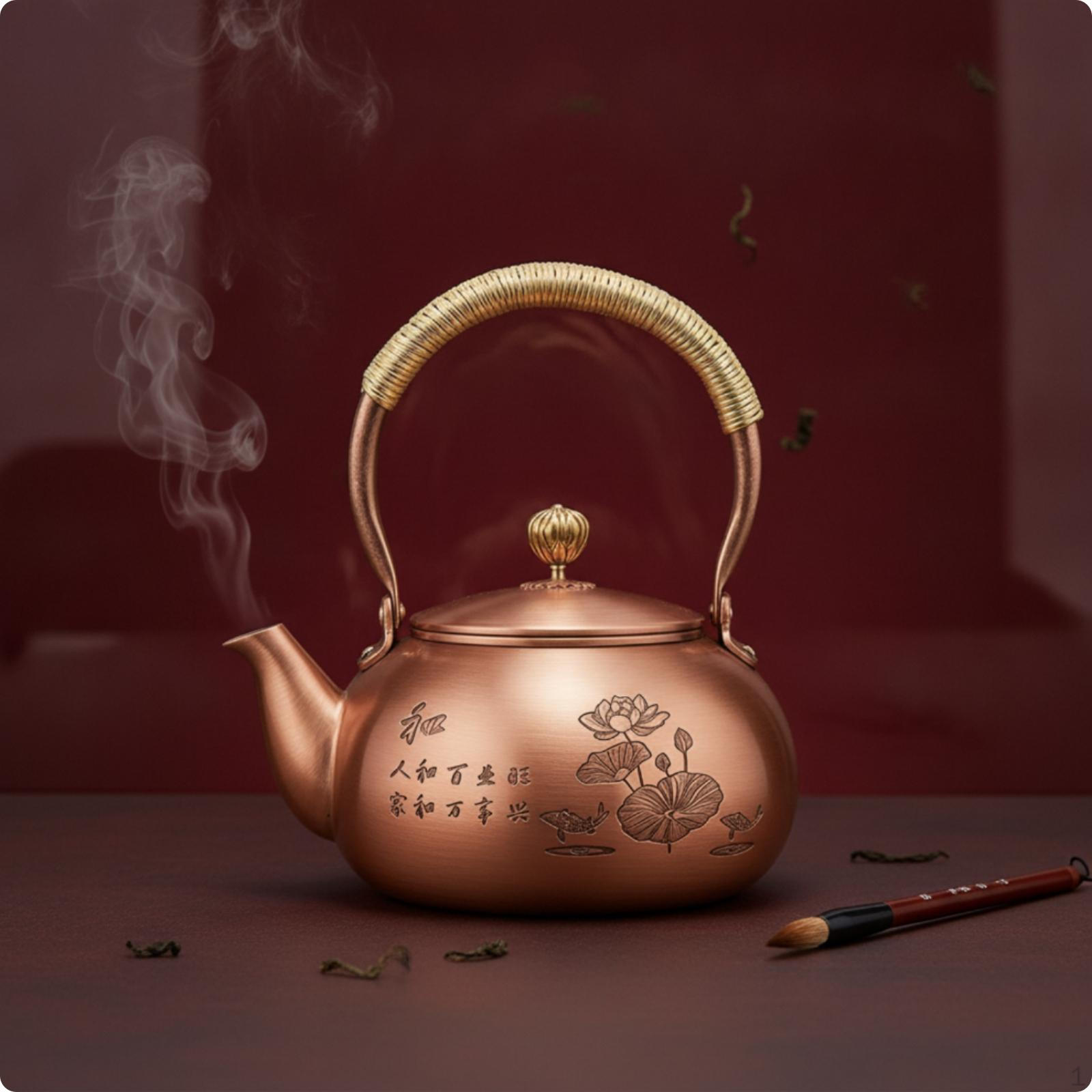 Copper Teapot Hammered Tea Kettle Traditional